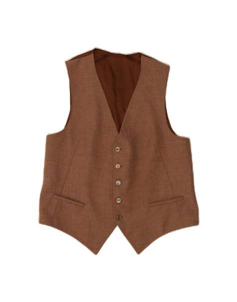 Vintage Waistcoat Small In Brown Colourblock - view 1