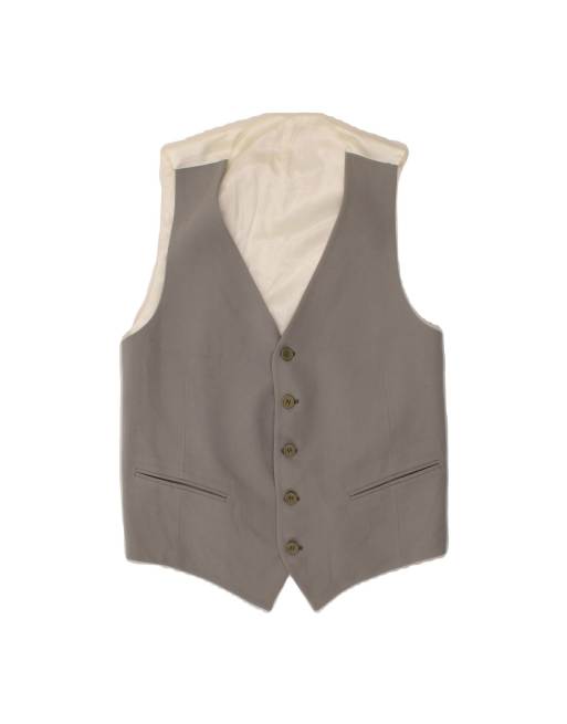 Vintage Waistcoat Small In Grey Colourblock