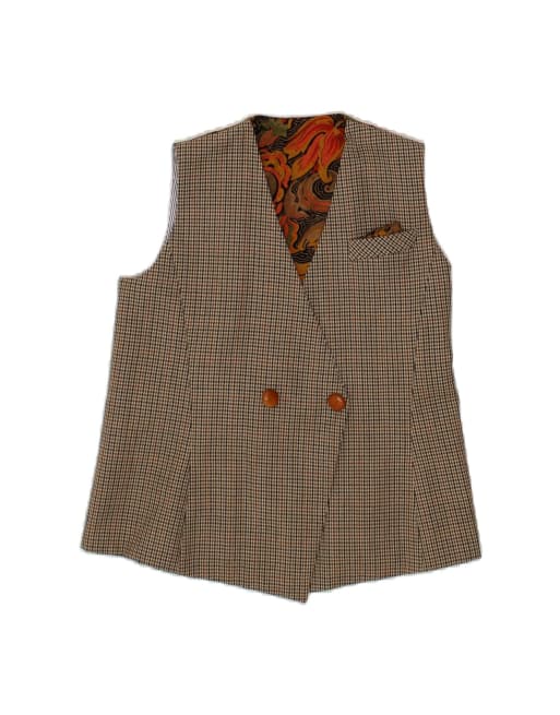 Vintage Waistcoat UK 14 Medium In Grey Houndstooth