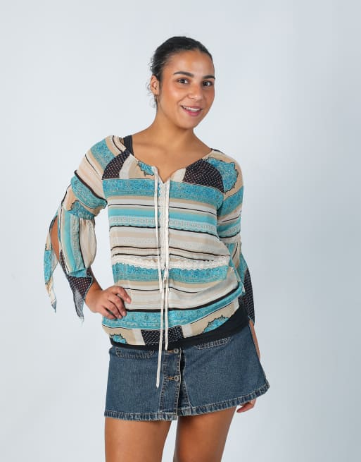 Vintage Wan Li M blouse in light blue