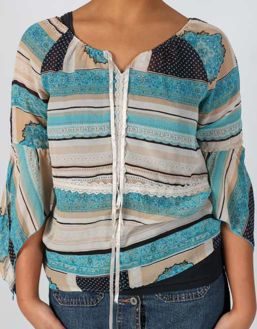 Vintage Wan Li M blouse in light blue, 4 of 4