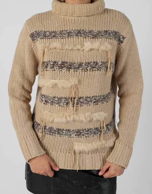 Vintage Wan Li M knitted jumper in beige, 4 of 4