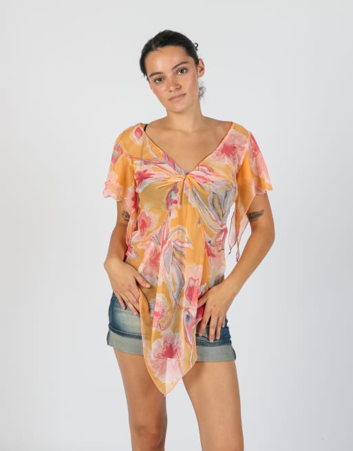 Vintage Wan Li M mesh top in orange