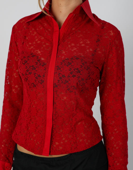 Vintage Wan Li S blouse in red, 4 of 4