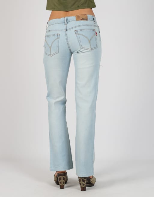 Vintage Wan Li XS bootcut jeans in light blue, 4 of 4