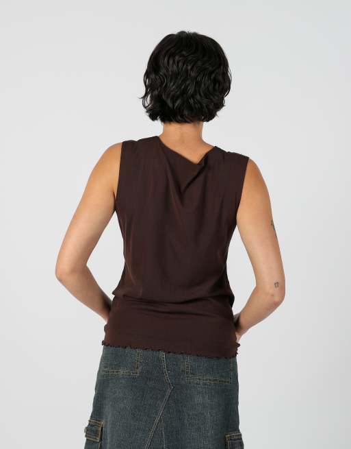 Vintage Wangli M woven vest in brown, 2 of 4