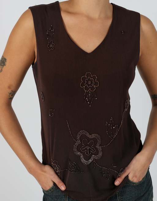 Vintage Wangli M woven vest in brown, 4 of 4