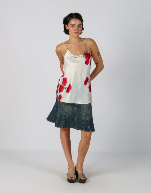 Vintage Wangli S denim midi skirt in blue, 1 of 4