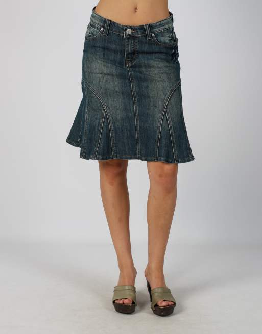 Vintage Wangli S denim midi skirt in blue, 2 of 4