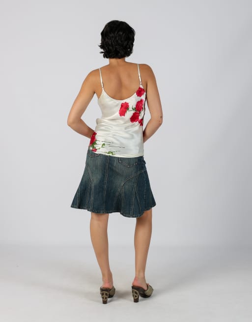 Vintage Wangli S denim midi skirt in blue, 3 of 4