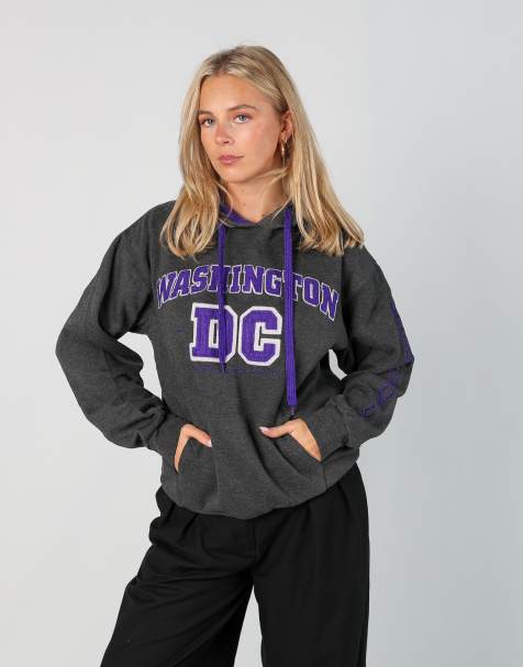 Vintage Washington m hoodie in charcoal grey - view 1