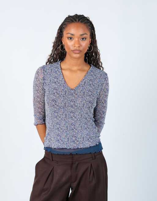 Vintage Web Emporium S mesh top in blue