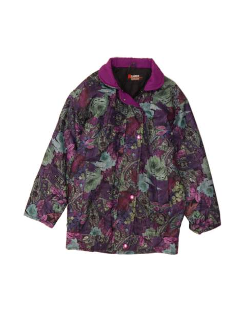 Vintage Windbreaker Coat UK 18 XL In Purple Floral - view 1