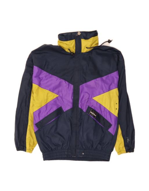 Vintage Windbreaker Jacket UK 36 Small In Blue Colourblock