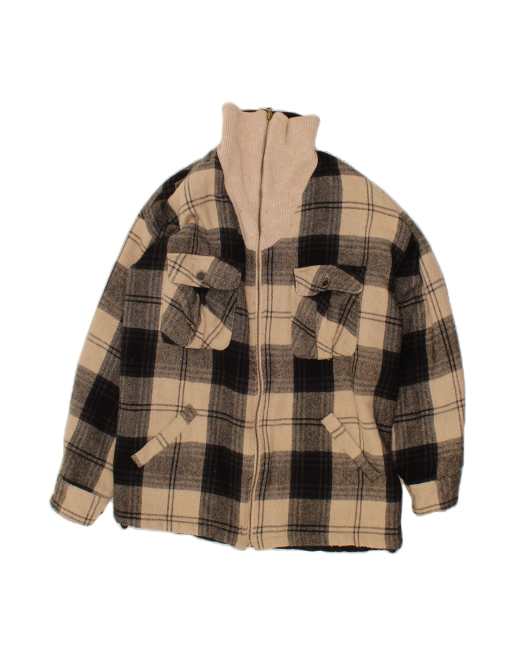 Vintage Windbreaker Jacket UK 38 Medium In Beige Plaid