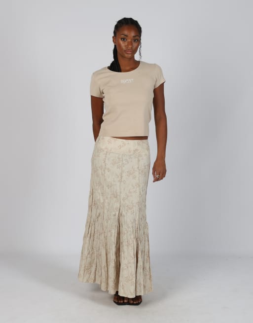 Vintage Wissmach M woven maxi skirt in beige