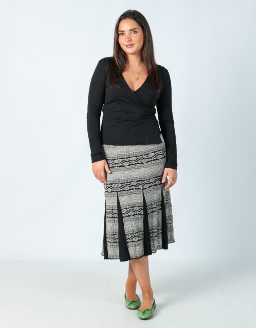 Vintage Woman's Image M woven maxi skirt in grey