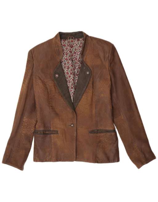 Vintage Womens 1 Button Blazer Jacket EU 38 Medium Brown Colourblock, 1 of 4