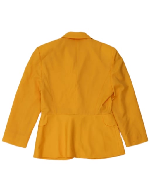 Vintage Womens 1 Button Blazer Jacket IT46 Large Yellow Wool, 2 of 4