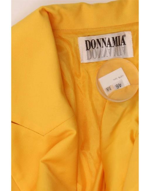 Vintage Womens 1 Button Blazer Jacket IT46 Large Yellow Wool, 4 of 4