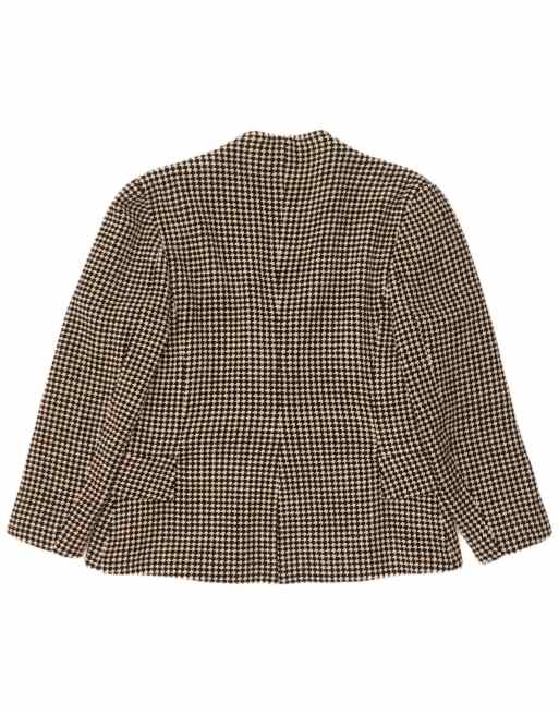 Vintage Womens 1 Button Blazer Jacket UK 14 Medium Black Houndstooth Wool, 2 of 4