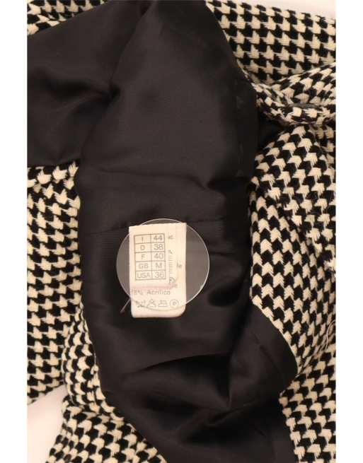 Vintage Womens 1 Button Blazer Jacket UK 14 Medium Black Houndstooth Wool, 4 of 4