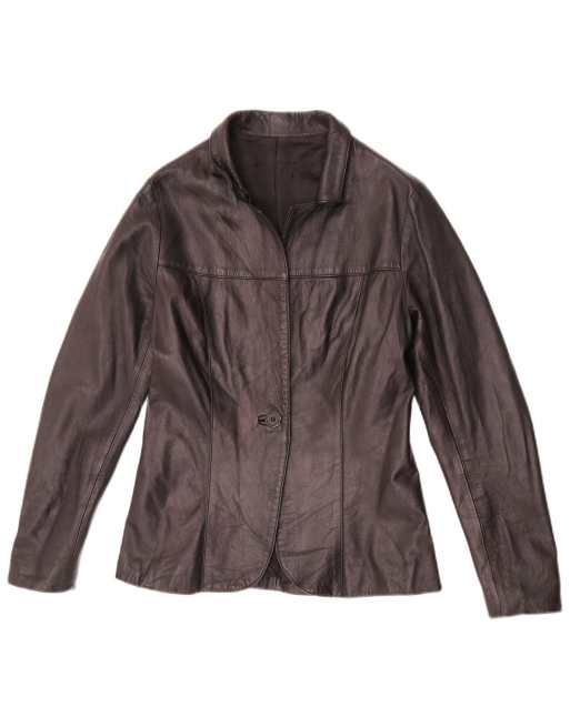 Vintage Womens 1 Button Leather Blazer Jacket IT 42 Medium Black, 1 of 4