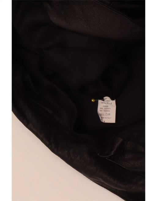 Vintage Womens 1 Button Leather Blazer Jacket IT 42 Medium Black, 3 of 4