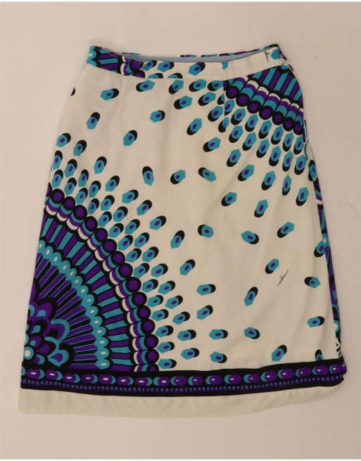 Vintage Womens 2 Piece Skirt Set IT 46 Large W28  White Geometric Polyamide, 4 of 4