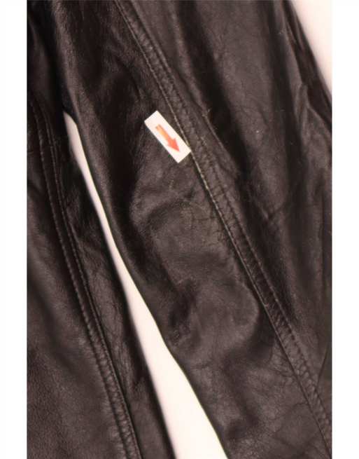 Vintage Womens 3 Button Leather Blazer Jacket UK 12 Medium Black, 3 of 4