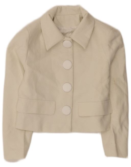 Vintage Womens Bolero Jacket UK 10 Small Off White Polyester, 1 of 4