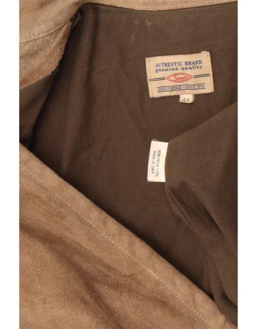 Vintage Womens Bomber Jacket EU 44 XL Brown Colourblock Cotton, 4 of 4