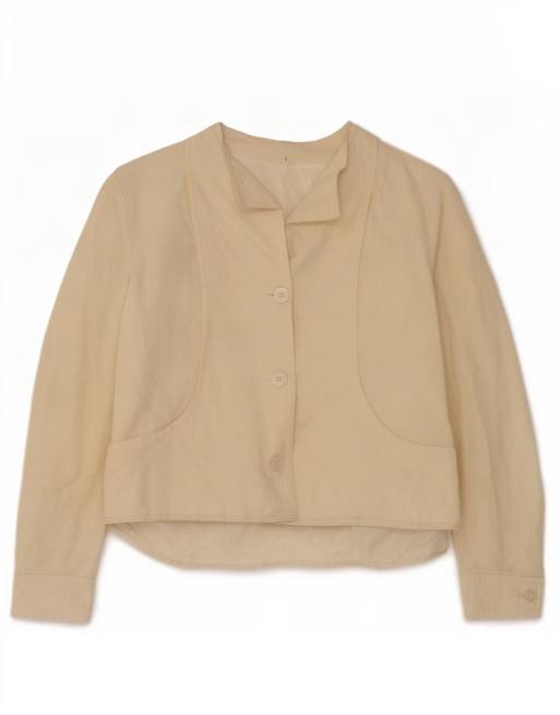 Vintage Womens Bomber Jacket IT 44 Medium Beige Linen, 1 of 4