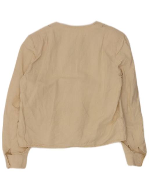 Vintage Womens Bomber Jacket IT 44 Medium Beige Linen, 2 of 4