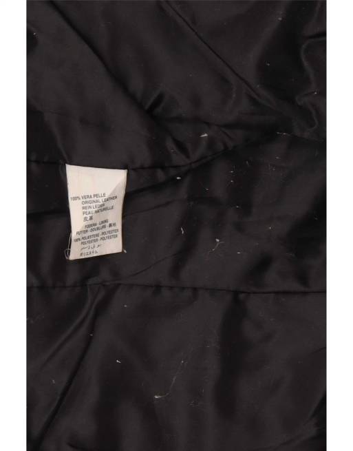 Vintage Womens Crop Leather Racer Jacket IT 42 Medium Brown, 3 of 4