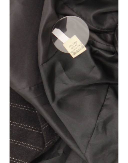 Vintage Womens Double Breasted Blazer Jacket IT 48 XL Black Striped Wool, 3 of 4