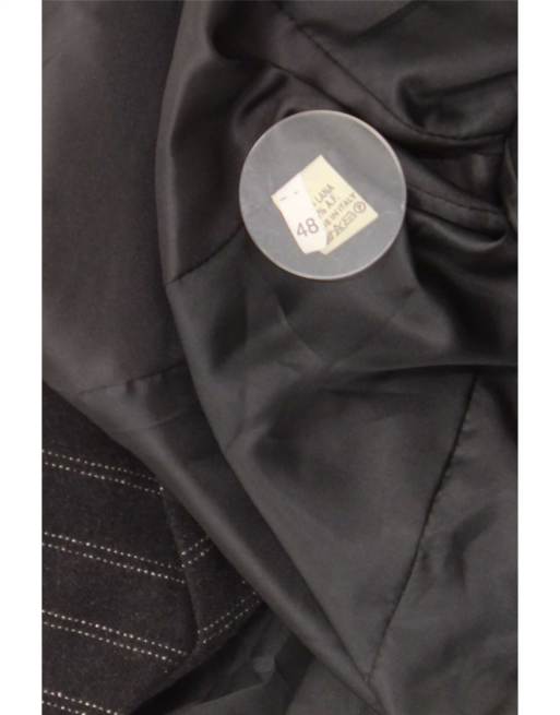 Vintage Womens Double Breasted Blazer Jacket IT 48 XL Black Striped Wool, 4 of 4
