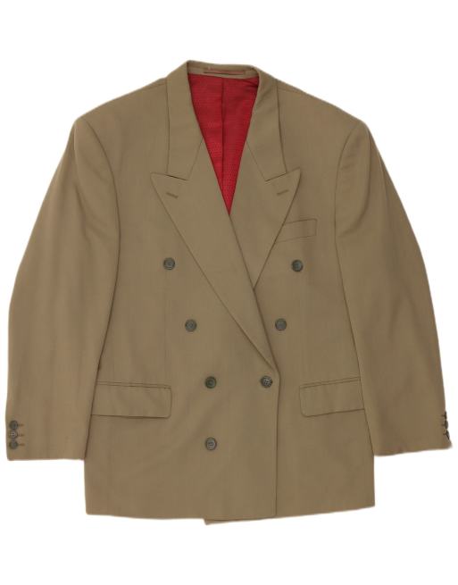 Vintage Womens Double Breasted Blazer Jacket UK 40 Large Khaki Wool, 1 of 4