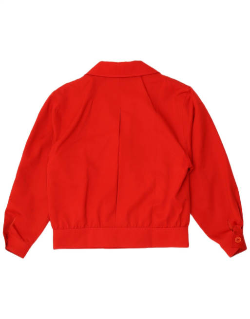 Vintage Womens Double Breasted Bomber Jacket IT 42 Medium Red Wool, 2 of 4