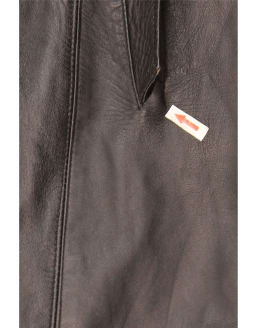 Vintage Womens Leather Coat IT 48 XL Black Leather, 3 of 4