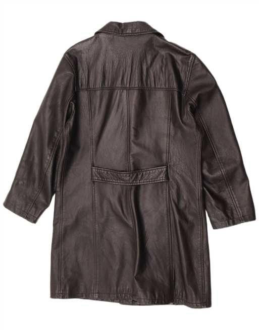 Vintage Womens Leather Coat UK 14 Medium Black, 2 of 4