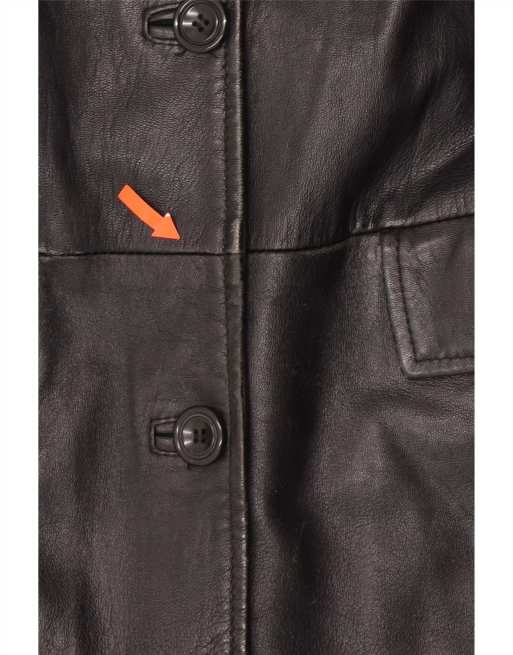 Vintage Womens Leather Coat UK 14 Medium Black, 3 of 4