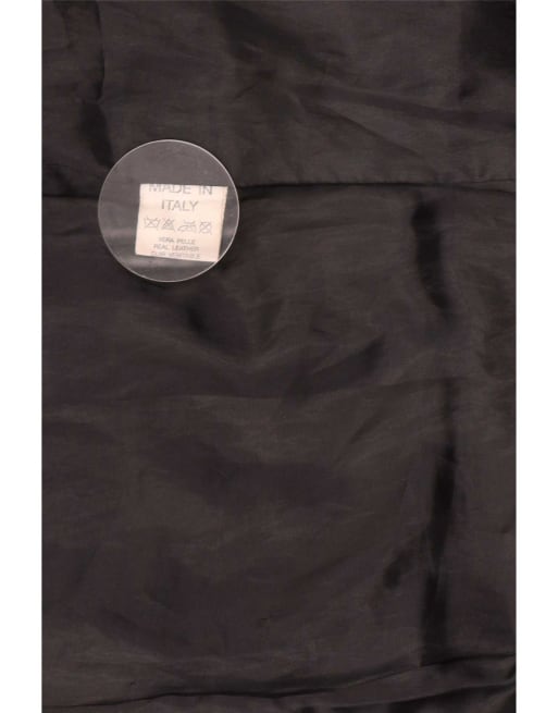 Vintage Womens Leather Coat UK 14 Medium Black, 4 of 4