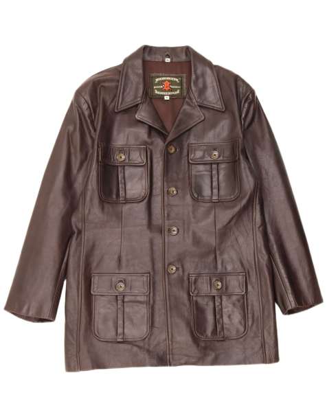 Vintage Womens Leather Coat UK 18 XL Brown - view 1