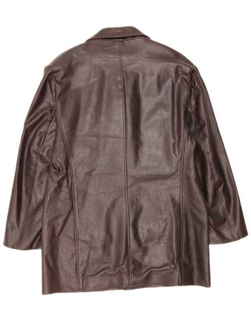 Vintage Womens Leather Coat UK 18 XL Brown, 2 of 4