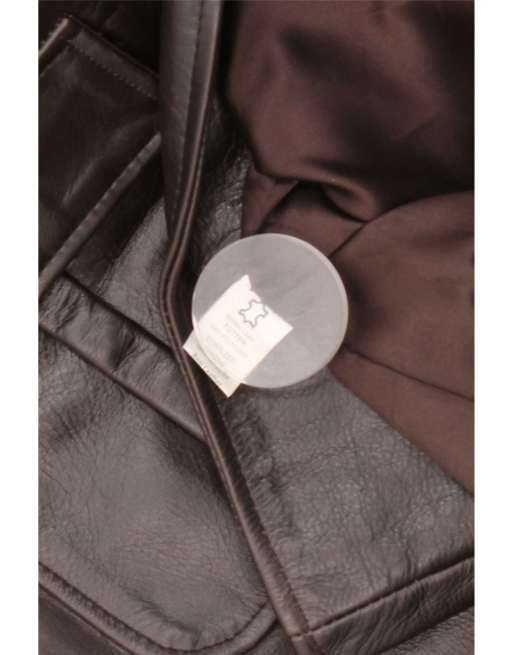 Vintage Womens Leather Coat UK 18 XL Brown, 4 of 4