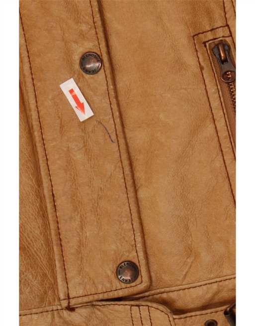 Vintage Womens Leather Jacket UK 12 Medium Beige Leather, 3 of 4