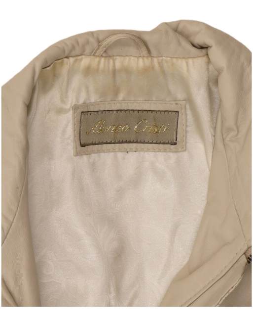 Vintage Womens Leather Jacket UK 14 Medium Beige Leather, 4 of 4