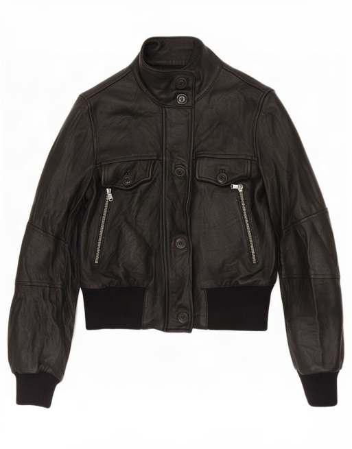 Vintage Womens Leather Jacket UK 6 XS Black, 1 of 3