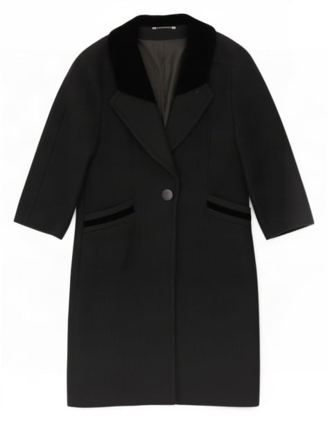 Vintage Womens Overcoat UK 12 Medium Black Colourblock New Wool - view 1